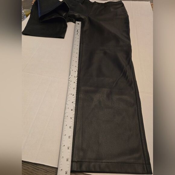 Mango Leather-effect Straight Black Pants Size 6 - Picture 4 of 14